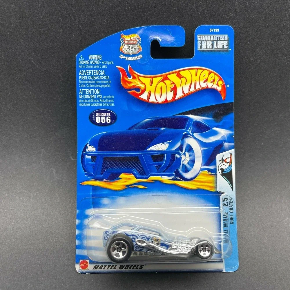 Hot Wheels Wild Wave Surf Crate Car Light Blue Diecast 1/64 Surfboard #056 35th